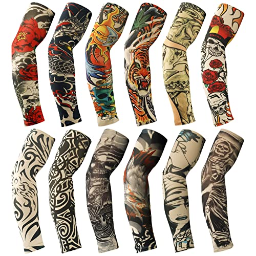 YARIEW 12Pcs Tattoo Sleeves for Men 6 Pack Paisley Bandanas Headbands