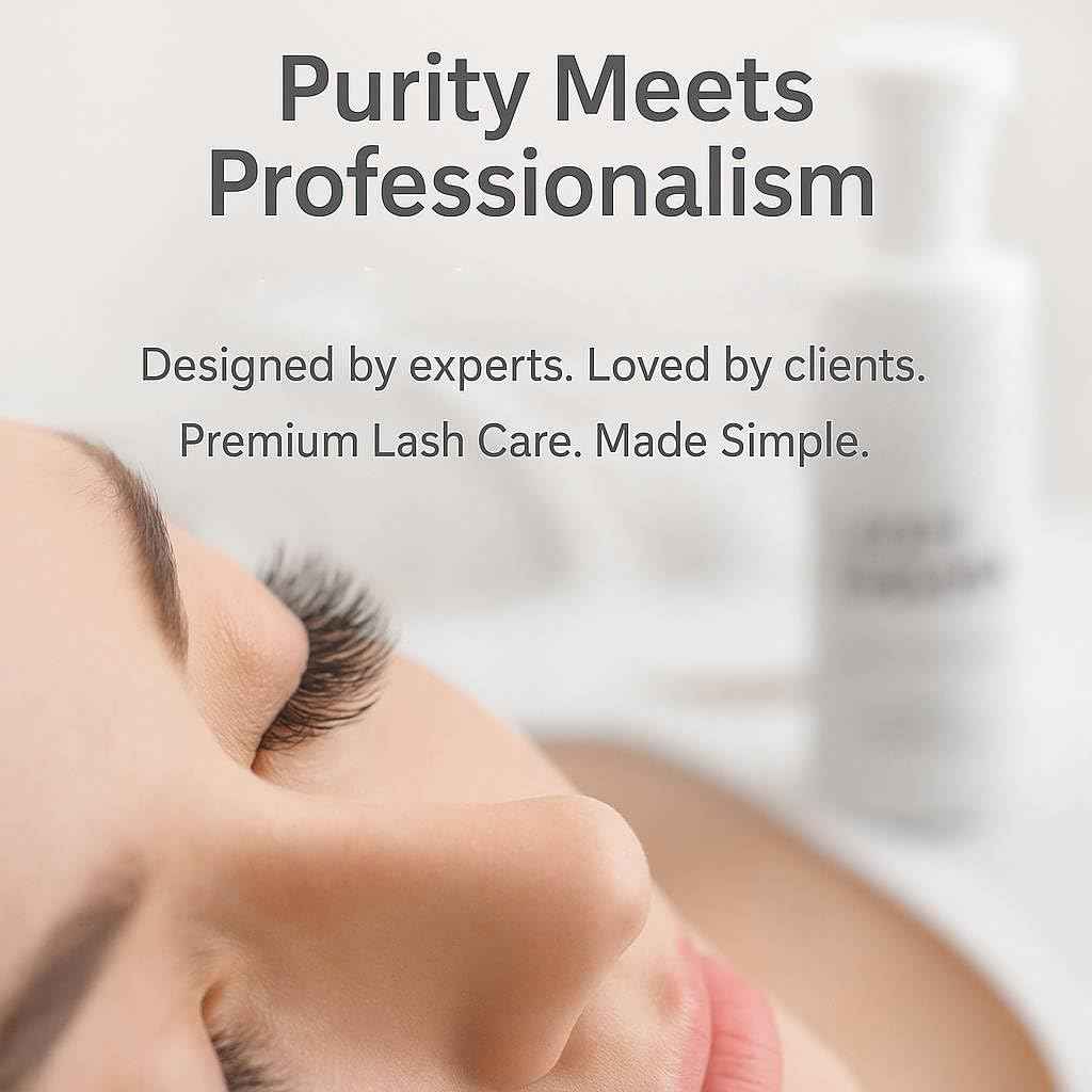 ISLA & FONTANE Lash Shampoo Bulk – Pura White 34 fl oz / 1L | Gentle Eyelash Shampoo for Extensions | Lash Foam Cleanser | Oil-Free Lash Bath for Home & Salon Use