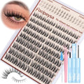 Focipeysa Wispy Lash Clusters Kit Spikes Eyelash Clusters Kit Manga Eyelash Extensions Kit with Bottom Lashes Individual Lashes Extensions Kit with Lash Bond and Seal Lash Tweezers