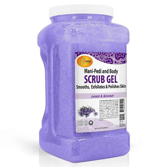 SPA REDI - Exfoliating Scrub Pumice Gel, Lavender and Wildflower, 128 Oz - Manicure, Pedicure and Body Exfoliator Infused with Hyaluronic Acid, Amino Acids, Panthenol and Comfrey Extract