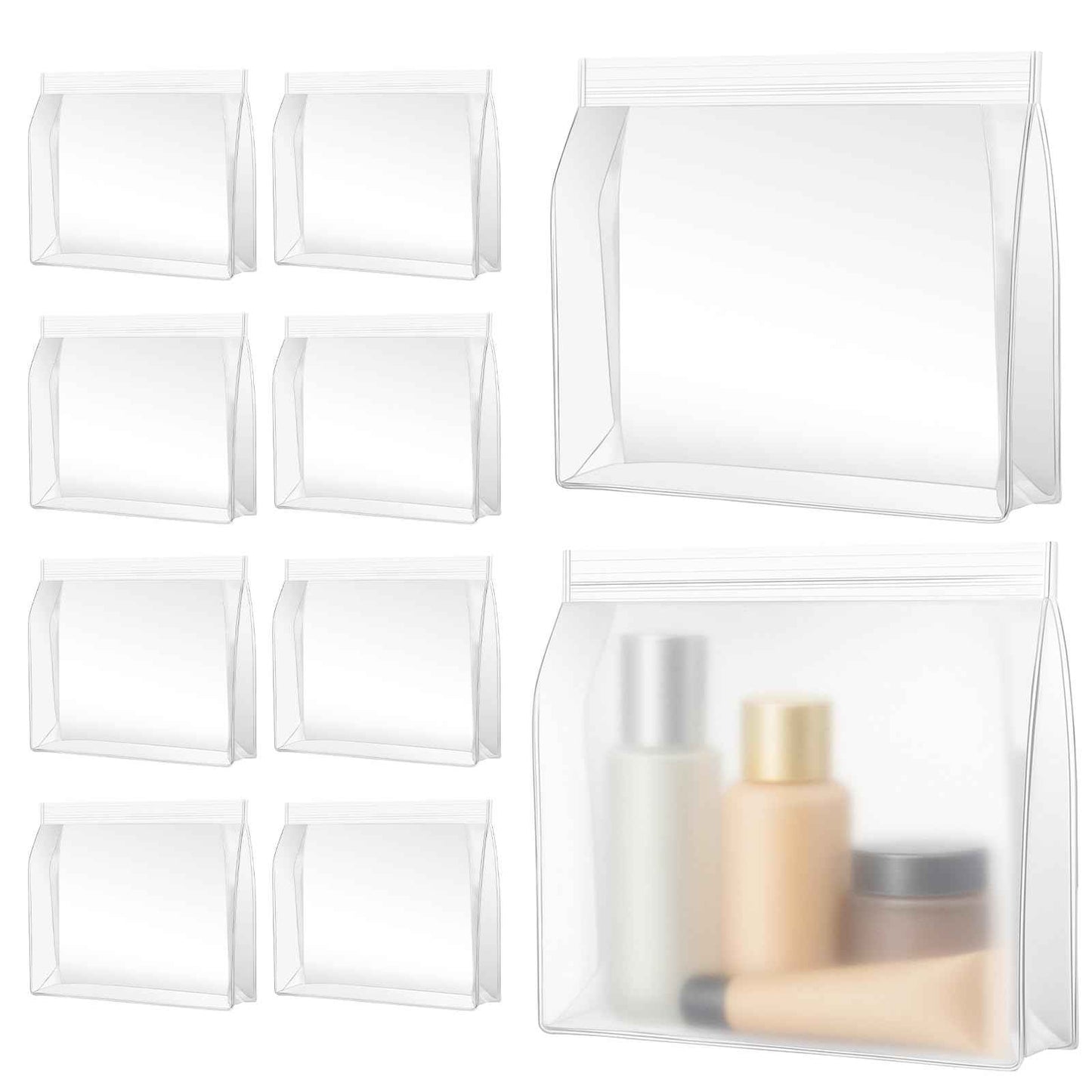 Circloophs 30 Pack Clear Makeup Bag Organizer Cosmetic Zipper Pouch TSA Approved Small Travel Pouches Transparent EVA Reusable Water-resistant Plastic Clear Gift Bags Bulk, Frosted, 10” x 7” x 2.6”