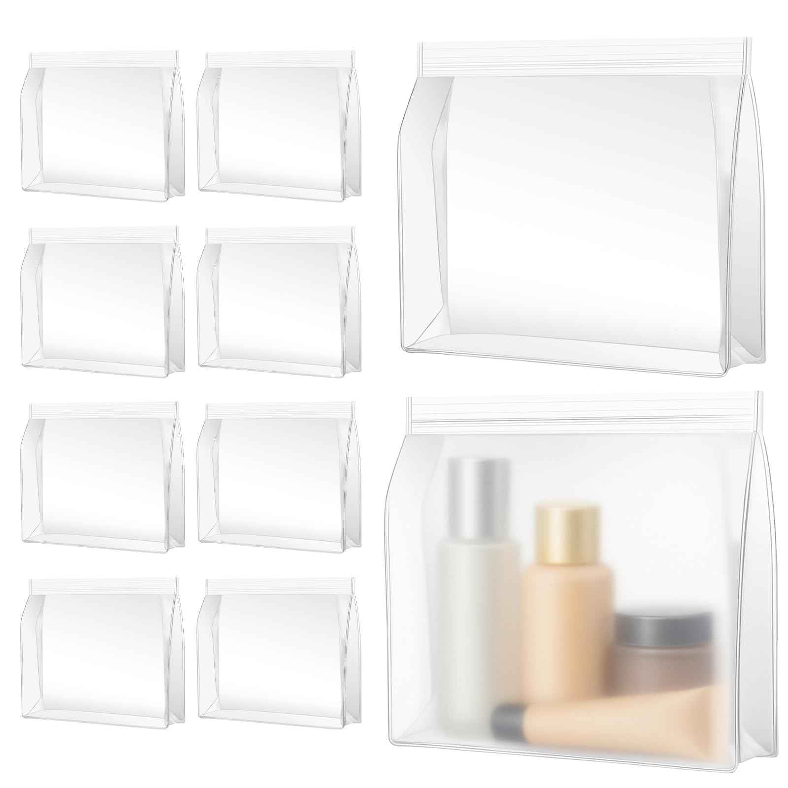 Circloophs 30 Pack Clear Makeup Bag Organizer Cosmetic Zipper Pouch TSA Approved Small Travel Pouches Transparent EVA Reusable Water-resistant Plastic Clear Gift Bags Bulk, Frosted, 10” x 7” x 2.6”