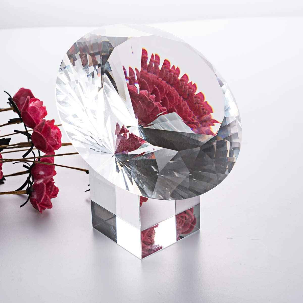 LONGWIN Bundle of 1pc 80mm Crystal Diamond with Metal Base and 1pc 120mm Crystal Diamond with Crystal Base Backgrand for Nail Pictures