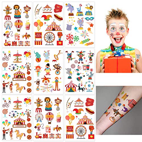 284 Circus Temporary Tattoos - 24 Sheets Party Favors