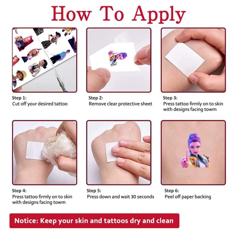 8 Sheet Demon Temporary Tattoos for Kids Birthday Party