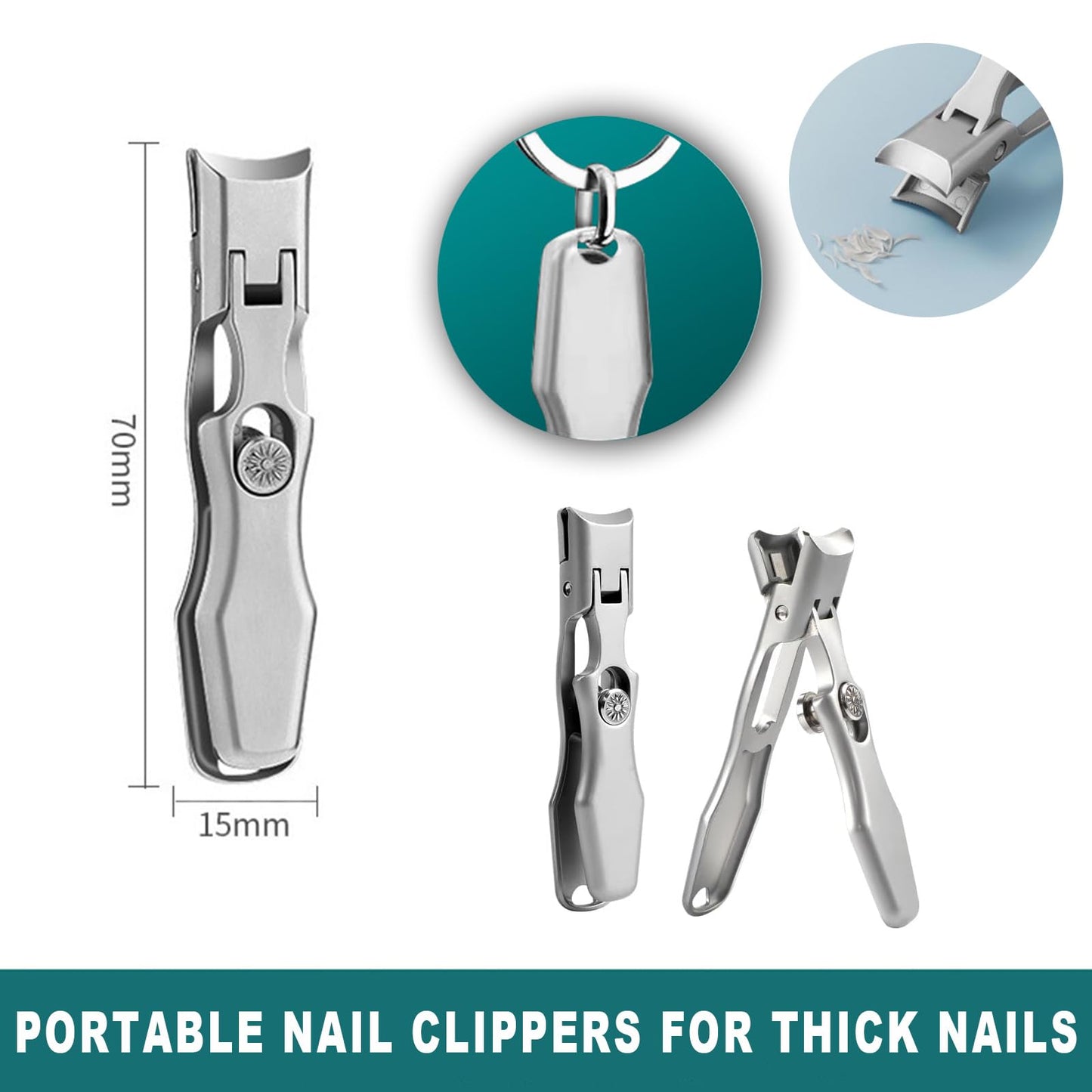 Lux German Grip Nail Clippers Toe Nail Clippers for Thick Nails, Portable Ultra Sharp Nail Clippers,Ultra Sharp Stainless Cumuul Nail Clipper with Catcher for Men Women Sliver