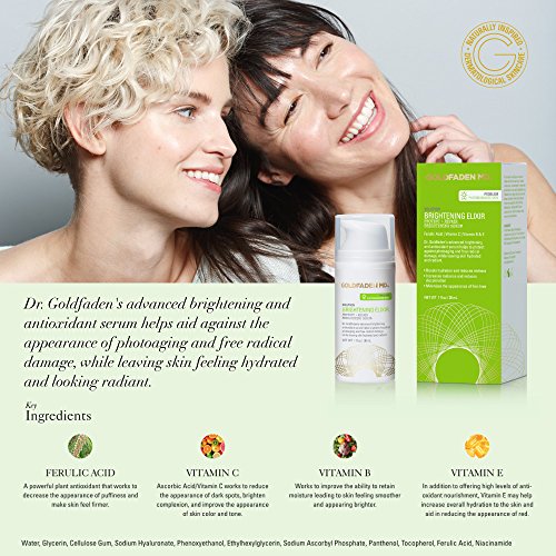 GOLDFADEN MD Brightening Elixir | Serum w/Vitamin C, Ferulic Acid, Vitamin B & Vitamin E | Helps Aid Against The Appearance Of Photoaging | Leaves Skin Feeling Hydrated & Looking Radiant 1fl oz