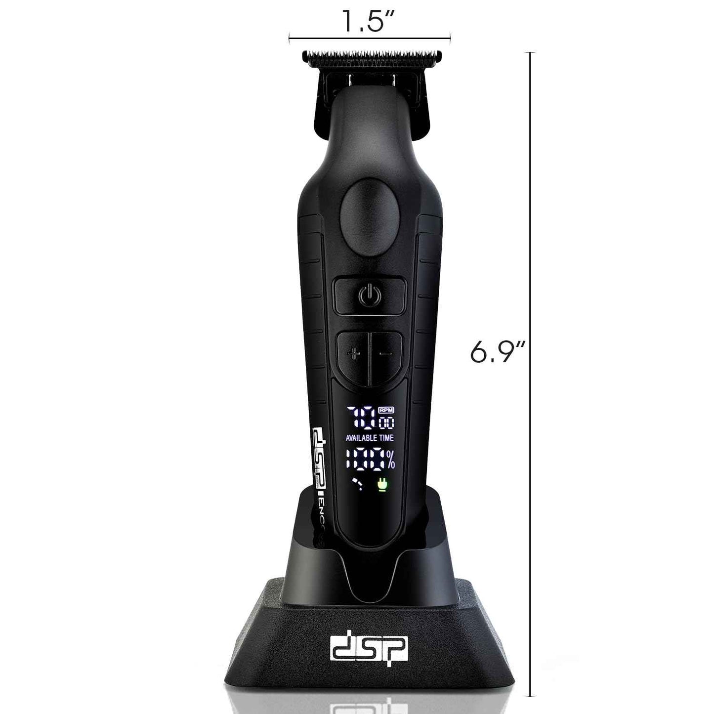 DSP Hair Trimmer for Men, Beard Trimmer, Cordless USB Rechargeable Barber Trimmer DLC, Speeds Adjustable, Travel Lock, Low Noise with Charging Base