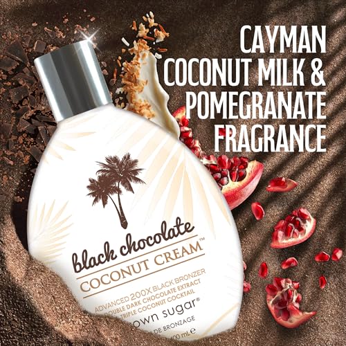 Brown Sugar Black Chocolate Coconut Cream Tanning Lotion, Advanced 200X Black Bronzer with Double Dark Chocolate Extract & Triple Coconut Cocktail, 13.5 Fl Oz