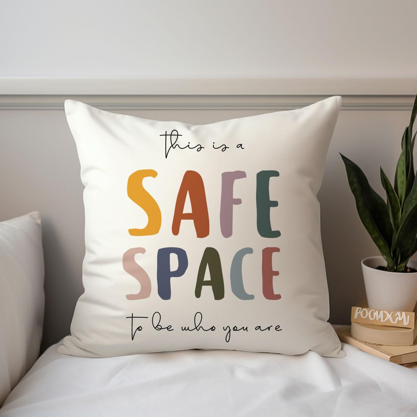 This is a Safe Space to Be Who You Are Pillow Cover, Therapist Office Decor, Counselor Office Gift, Mental Health Decor, Safe Space Square Pillow, Mental Health Pillow Case