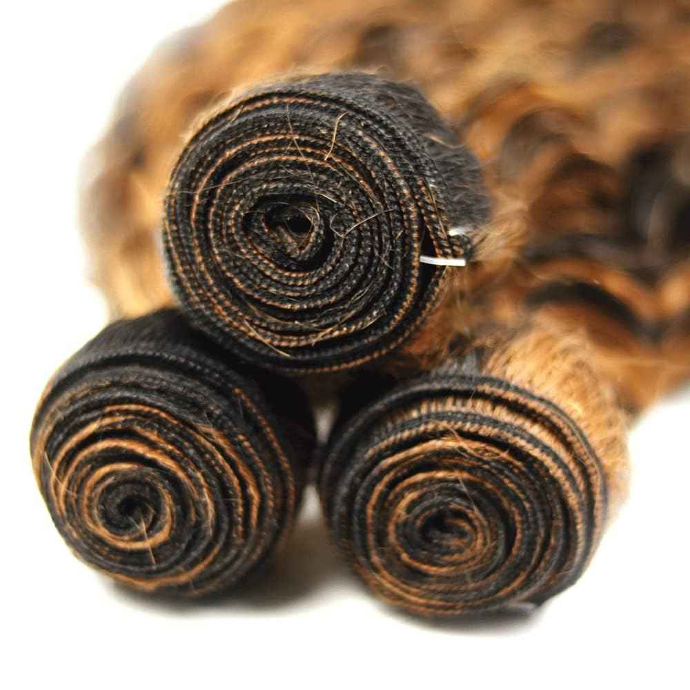 Ombre Human Hair Bundles Highlight Brown Deep Wave Bundles Hair Extensions 30 32 34 Inch Grade 8A Brazilian Virgin Remy Hair 3 Bundles Double Weft P1B/30 Bundles Hair Weave