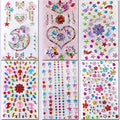 6-Sheet Rhinestone Face Gems Stickers - Reusable Body Art
