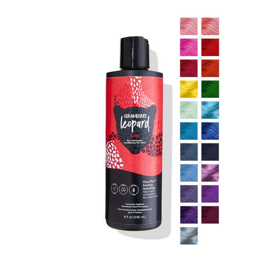 Strawberry Leopard Fire Semi Permanent Conditioning Hair Color, Repairs and Rejuvenates Hair, All Hair Types and Textures, Vegan, Cruelty-Free, Gluten-Free, 8 Fl. Oz.