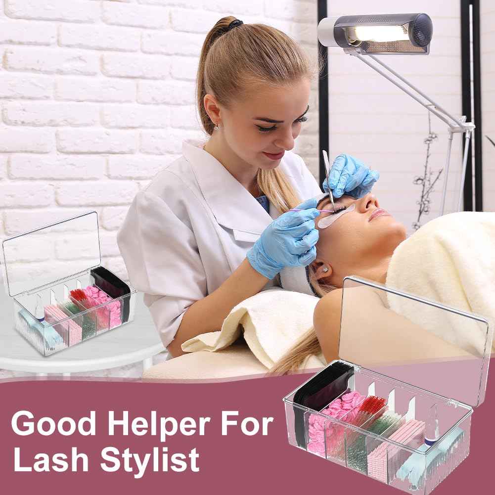zxbaers Acrylic Lash Extension Organizers and Storage, 2PCS False Eyelash Supplies Container,Eyelash Cart Organizer with 2PCS Tweezers and Sticky Notes，Neatly Store and Organize Your Lash Supplies