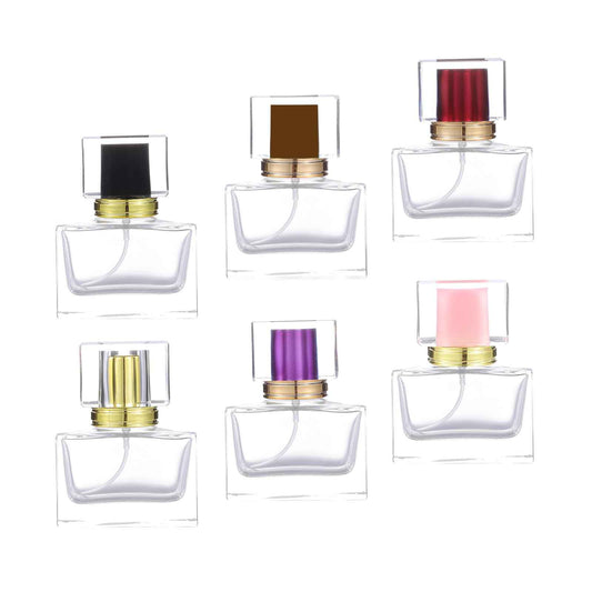 YWG Stone 30ml 1.02oz Refillable Perfume Atomizer Large Perfume Bottle for Essential Oils Perfumes Empty Clear Glass Mist Spray Bottle for Traveling Outgoing 6 Pack
