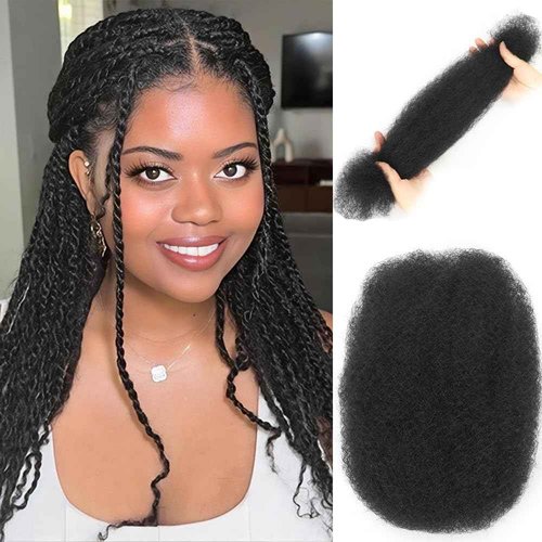 Afro Kinkys Bulk Human Hair,50g,braiding Human hair for Twist, Repaid Locs, Dreadlocks,Afro Kinky Bulk Human hair Extension for black women(20",1pack,black)