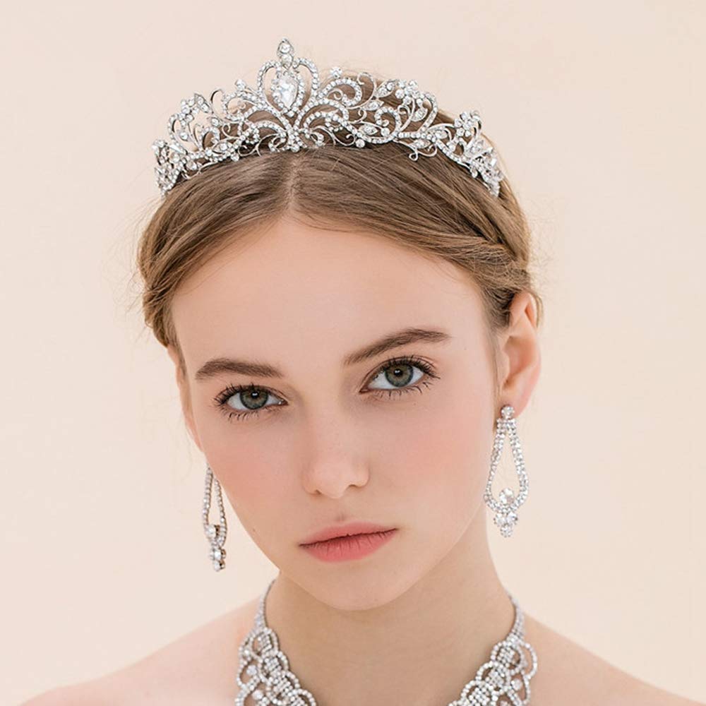 ZOCONE Rhinestone Bridal Tiara 2 pack Crystal Wedding Crown for Bridal and Flower Girls Headpiece with Comb (Crystal)