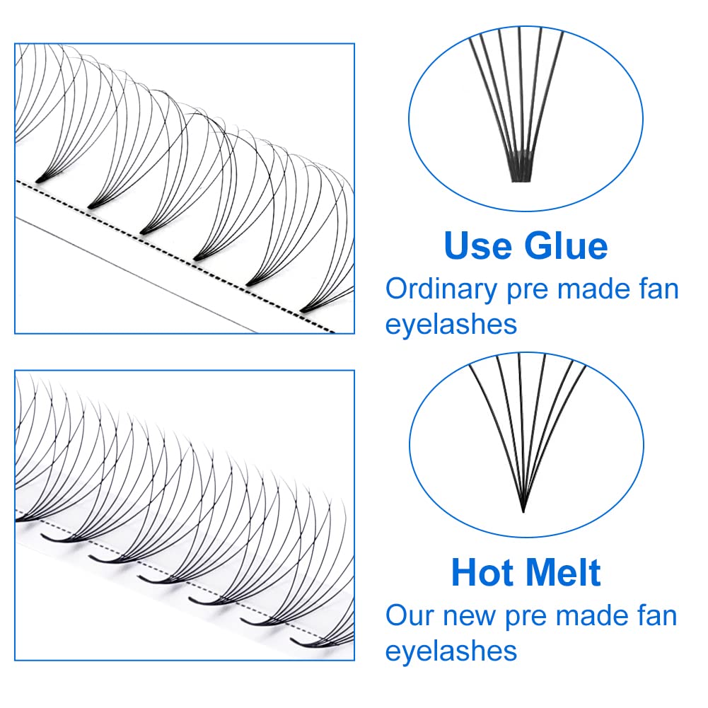 Eyelash Extension 11-18mm Length Premade Volume Eyelash Extensions Fan Lashes 6D Short Stem Premade Fans .10mm C/D Curl Russian Volume Lashes(6D-0.07-D, 16mm）