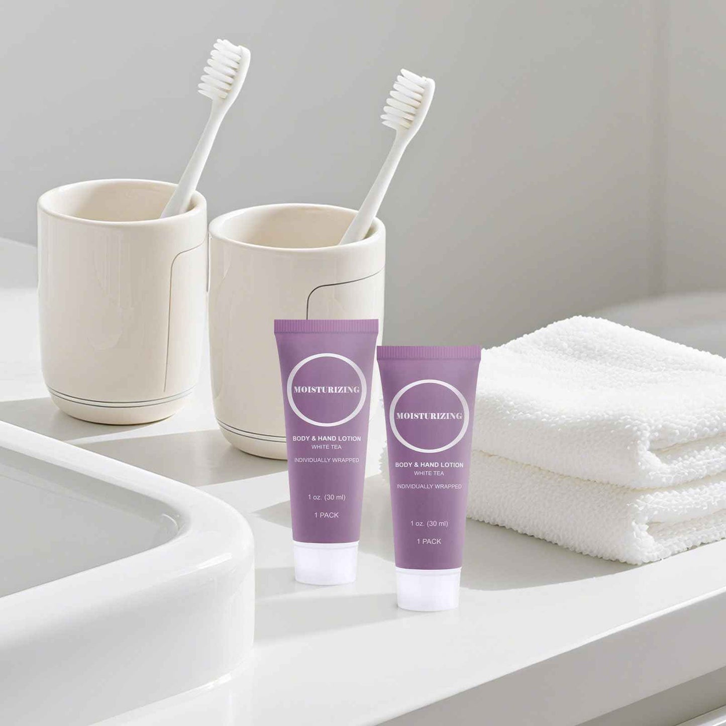 Travel Size Body Lotion, Small Hand Cream Lotion Bulk, Nourishing Extra Dry Skin Individually Wrapped Mini Bottle Shower Moisturizer Lotion Toiletries for Travel Hotel Homeless 1 oz (Pack of 100)