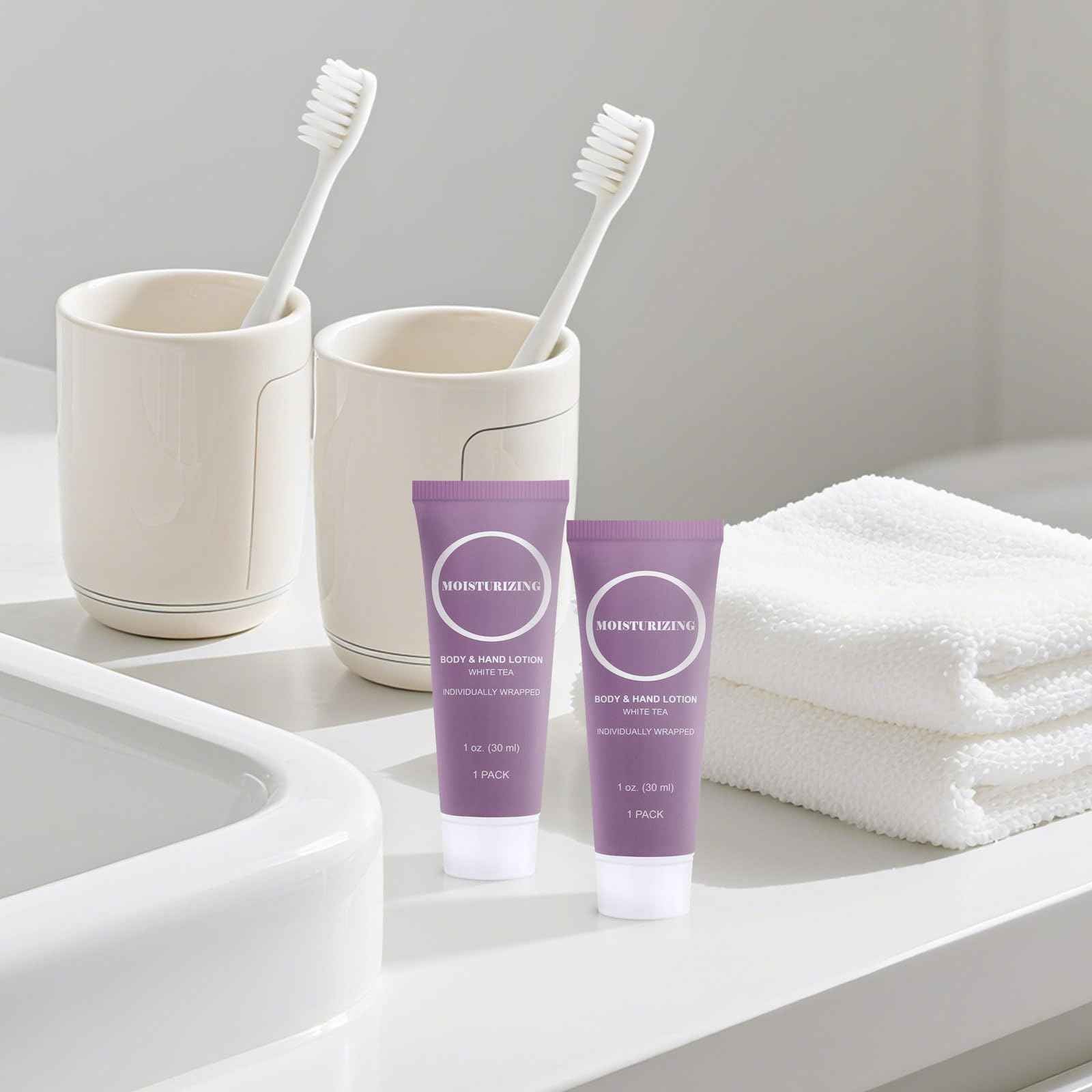 Travel Size Body Lotion, Small Hand Cream Lotion Bulk, Nourishing Extra Dry Skin Individually Wrapped Mini Bottle Shower Moisturizer Lotion Toiletries for Travel Hotel Homeless 1 oz (Pack of 100)