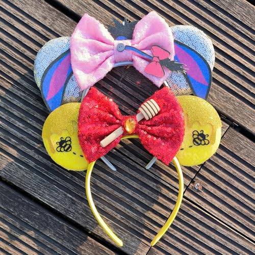 Mouse Ear Headband with Glitter Bow for Women & Girls