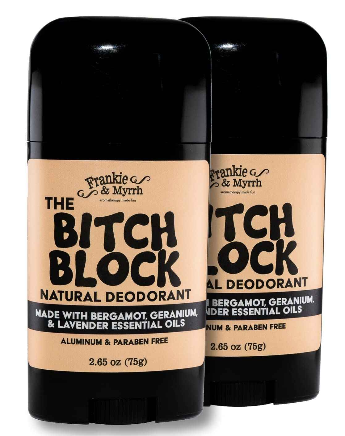 Frankie & Myrrh B!#ch Block Deodorant 2-Pack | Bergamot, Geranium, Lavender | Natural with Essential Oils | Aluminum-Free (256 oz) | Paraben & Phthalate Free