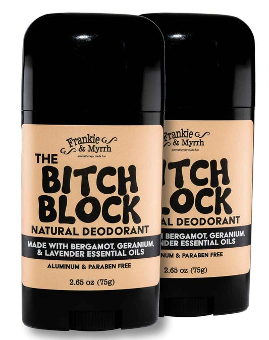 Frankie & Myrrh B!#ch Block Deodorant 2-Pack | Bergamot, Geranium, Lavender | Natural with Essential Oils | Aluminum-Free (256 oz) | Paraben & Phthalate Free