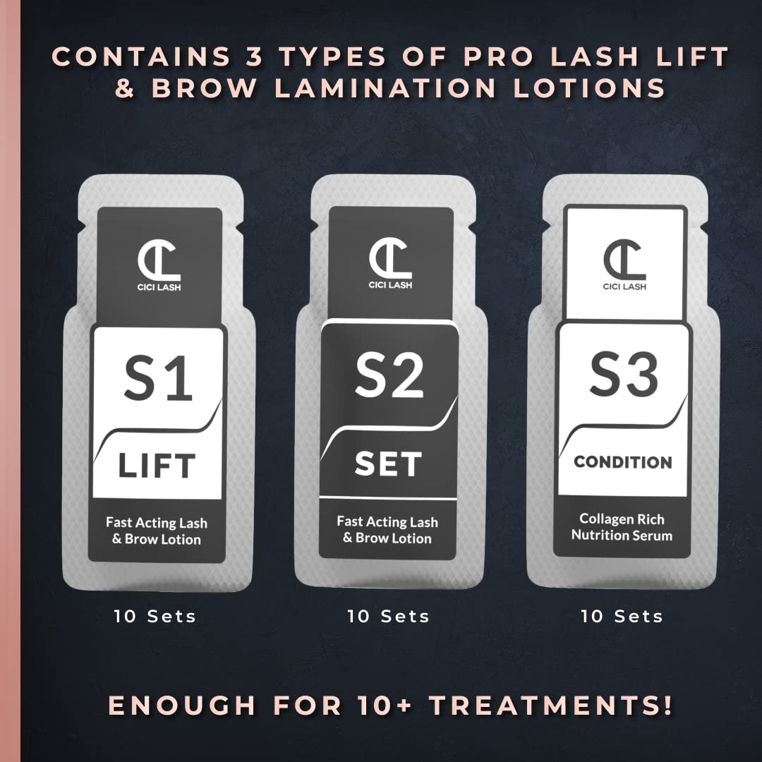 10 Sets Of Lash Lift & Brow Lamination Lotions For Professionals | Instant Perming, Lifting & Curling for Eyelashes & Eyebrows | Salon Results Lasting 6-8 Weeks | 10 Semi Permanent Treatments Supplies