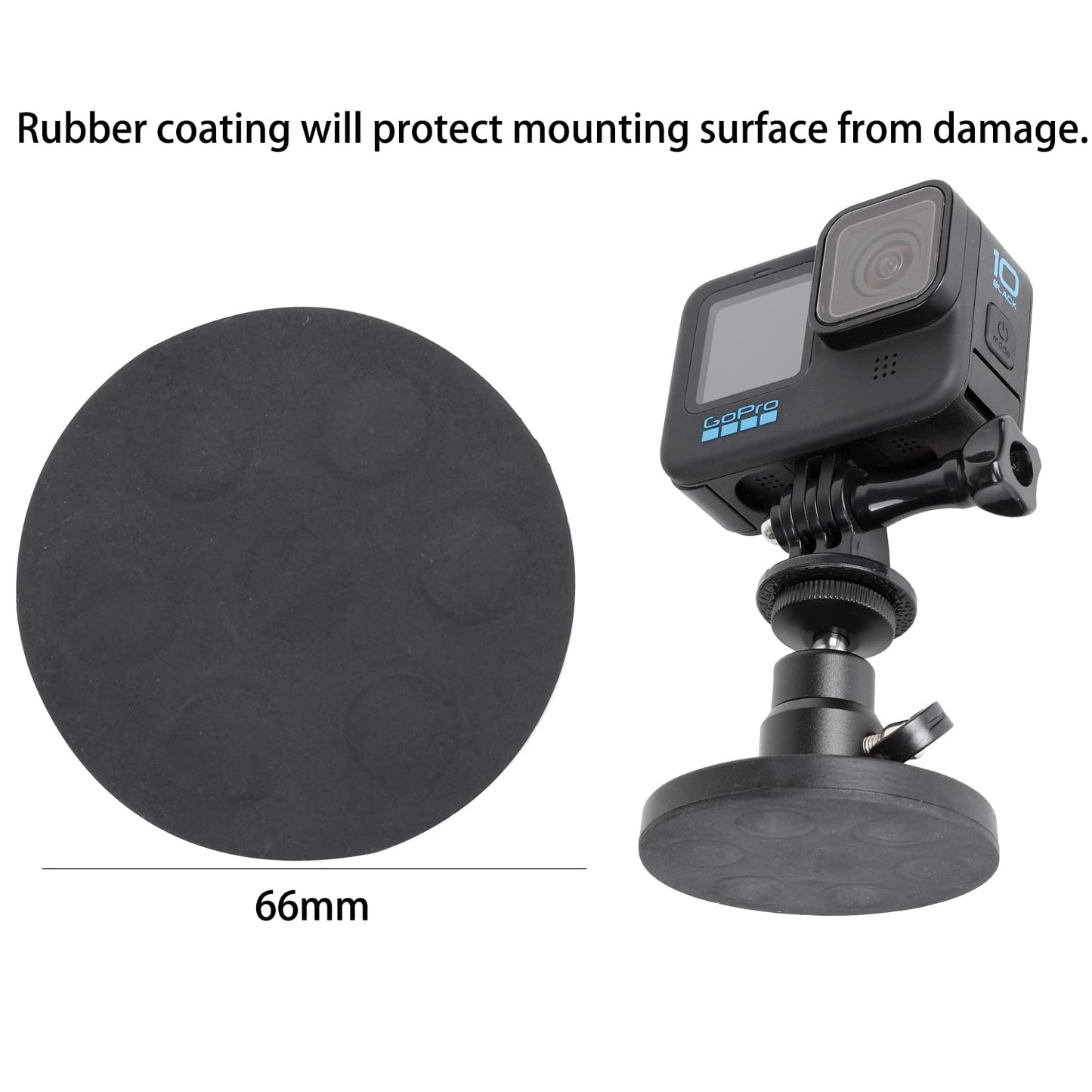 PellKing Magnet Camera Mount for GoPro Insta360 Akaso DJI Action,with Rotation Ball Head Super Strong Rubber Coating Neodymium Magnet for Car, Attaches to Steel or Other Magnetic Surfaces