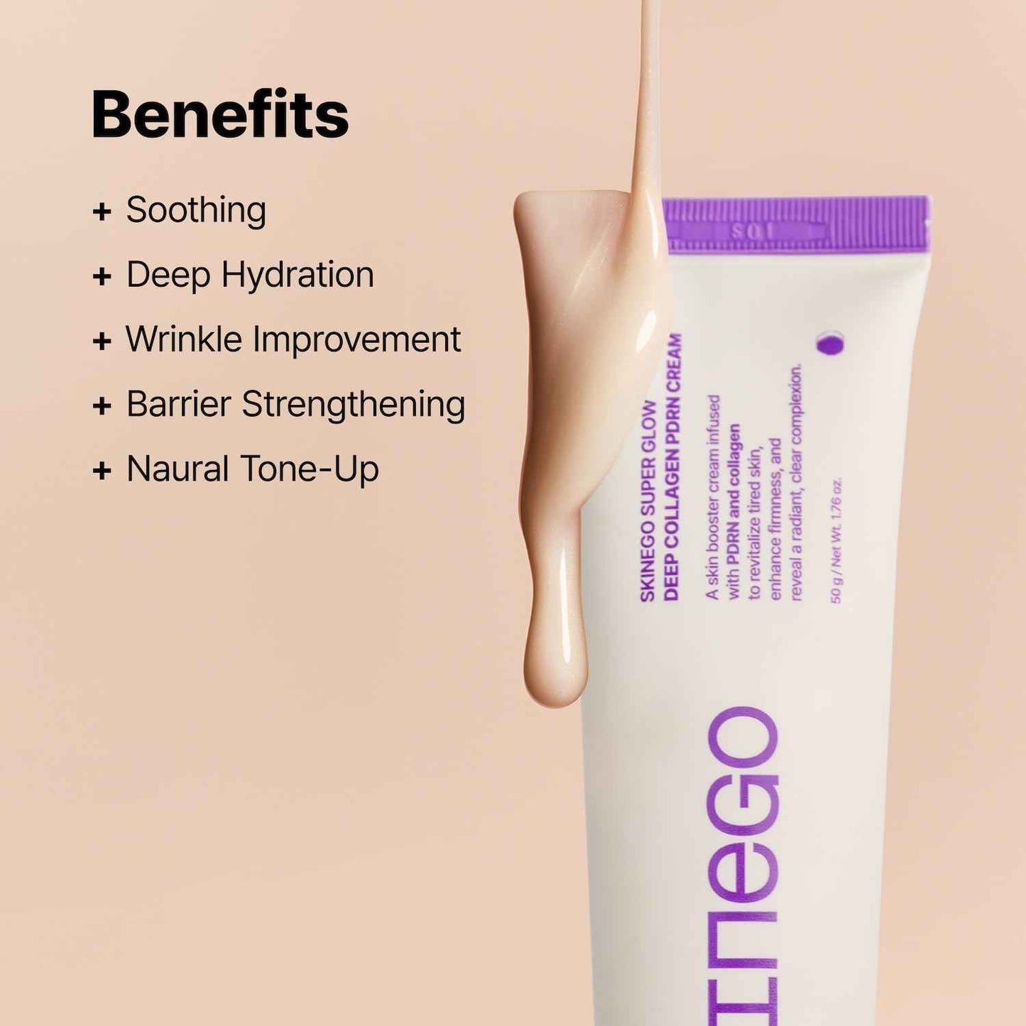 SKINEGO Super Glow Deep Collagen PDRN Cream – 1,000,001ppb PDRN & Collagen, Radiant FinishAdds radiance Moisturizer for Dewy Skin, Firming & Hydrating, Korean Skincare 50g / 1.69 fl.oz.