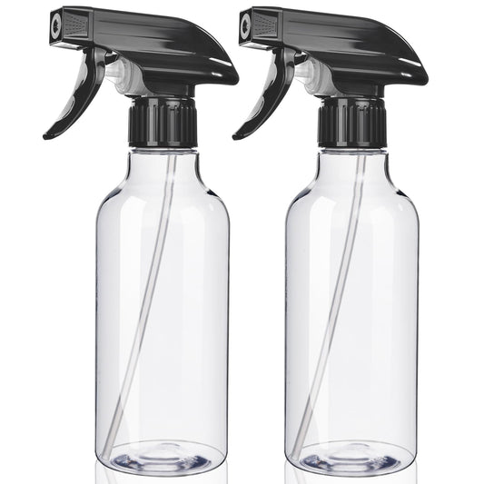 Uineko Spray Bottles 2-Pack, 10 Oz, Mist & Stream, Heavy Duty Spraying Empty Water Sprayer Bottle, BPA Free Plastic Refillable Containers for Cleaning Solutions, Plants, Hair, Essential Oils (Clear)