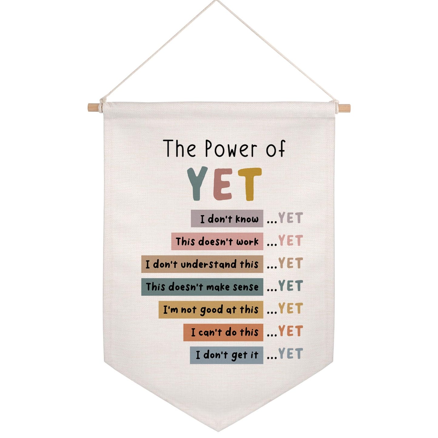 The Power of Yet Wall Hanging Flag Therapy Office Decor Poster Kids Room Wall Decor Boho Classroom Growth Mindset Mental Health Pennant Flag Classroom Decor School Counselor Banners