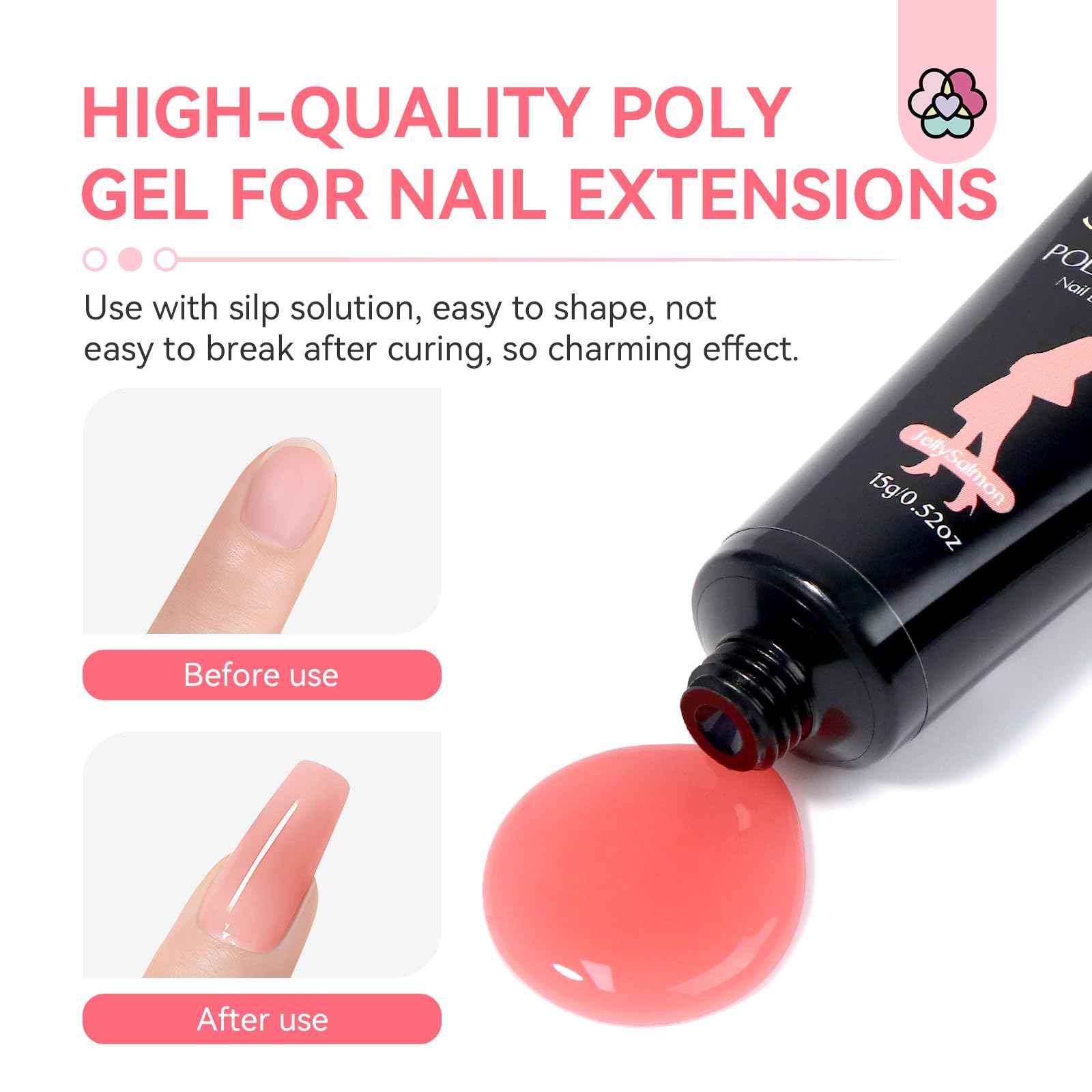 Saviland All-in-1 Poly Gel Nail Kit：6 PCS Nail Extension Kit with 220W U V Light Slip Solution Base & Top Gel Dual Forms U V Gloves for Home Salon