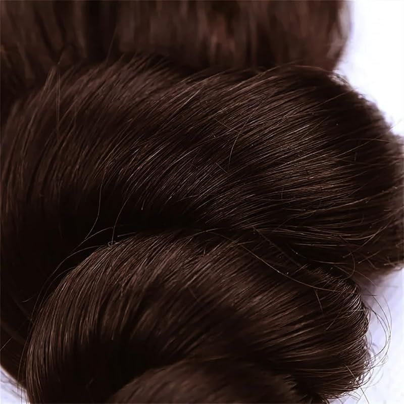 #4 Brown Loose Deep Wave Human Hair Bundles 12-16 Inch