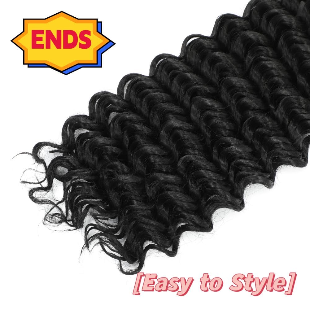 Braiding Hair Boho Hair for Braiding Deep Wave Braiding Hair for Woman Boho Braids Wet and Wave, Bulk Braiding Hair For Micro Braids Curly Deep Bulk 24 Inch Nature Black