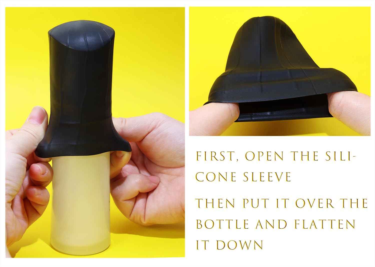 Mini Skater 5pcs Silicone Travel Bottle Cover Reusable Elastic Sleeve Fit Standard Toiletry Container Stretching Bottle Lid Cap for Luggage Bag Suitcase Prevent Leakage Solution (Black)