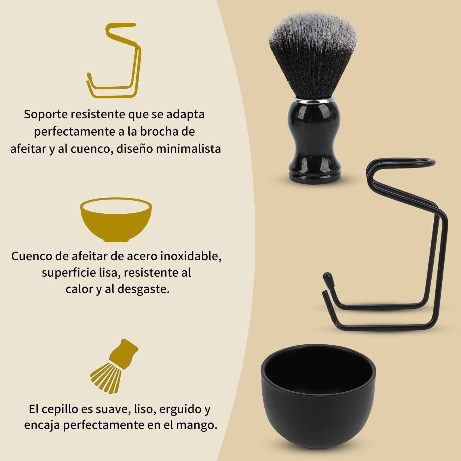 ZJchao Shaving Brush Stand Bowl Set - Men's Wet Shaving Kit with Shaving Bowl, Brush Holder & Stand Shaving (Black)