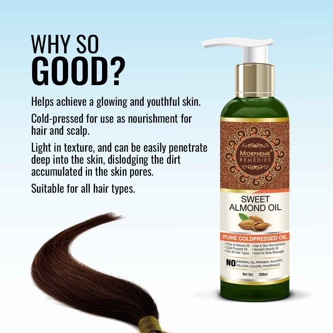 Morpheme Remedies Pure Sweet Almond Coldpressed Oil For Hair And Skin 200ml