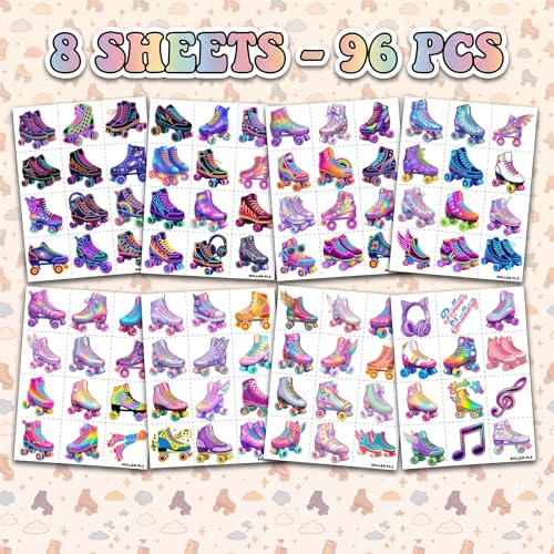 96 PCS Roller Skate Temporary Tattoos for Kids