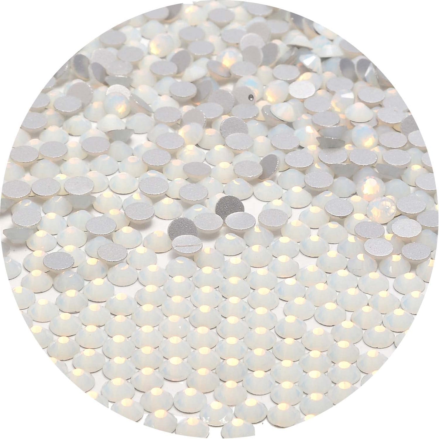 NCB 1500pcs Flatback Round Glass Nail Art Rhinestones Crystal for DIY Making Accessories Shoes, Clothes, Face Art, Bags, Manicure (White Opal, SS16 1500pcs)