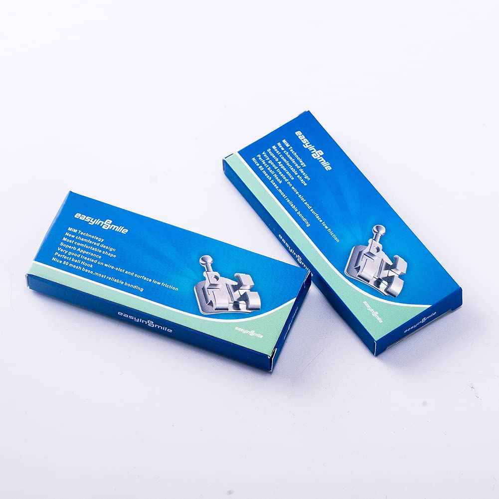 SNAWOP Dental Orthodontic Brackets 20PCS Mini Metal Braces Slot.022 Hooks (Roth 022 3-4-5 with Hooks)