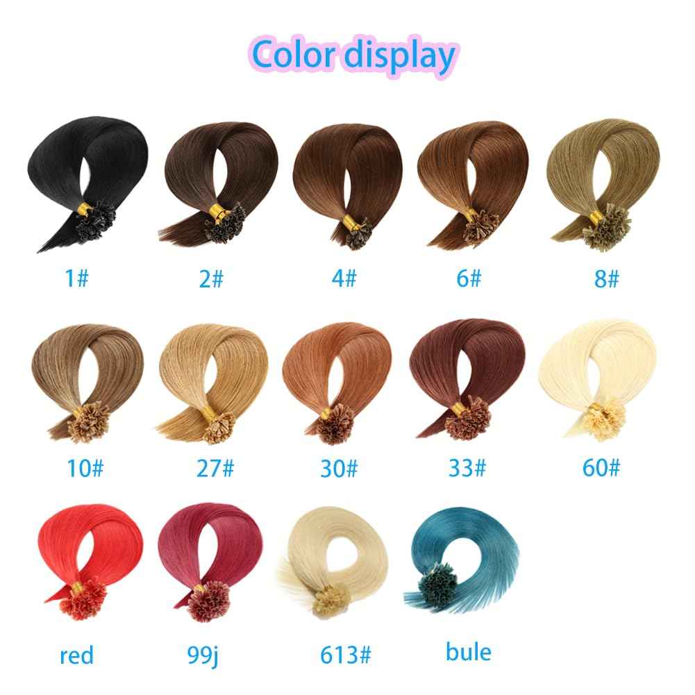 Saisifen Curlable U-tip Human Hair Extensions 33# Copper Brown Keratin Nail Tip Hair Extension 100 Strands 0.5g/strands Straight Brazilian Remy Hair 16 Inch (40cm)