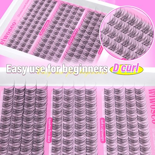 wiwoseo Natural Lash Clusters Wispy Eyelash Clusters Russian Lashes Clusters Lashes Natural Look Eyelashes Cluster Eyelash Extensions Individual Lashes for Beginners (10-14MM)