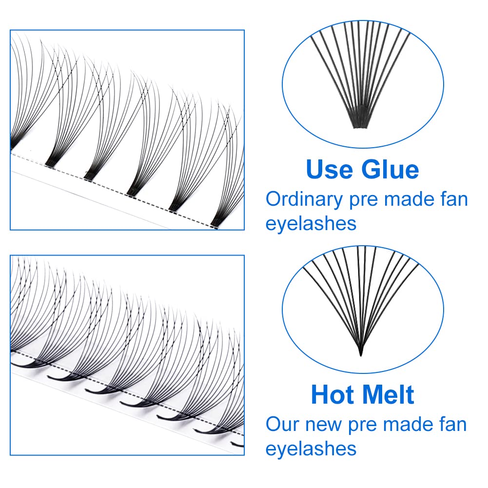 Volume Lash Extensions 10D 12D Premade Fans Eyelash Extensions 0.07mm Thickness 14-20mm Mixed C/D Curl Short Stem Premade Volume Eyelash Extensions Pointed Base Fans