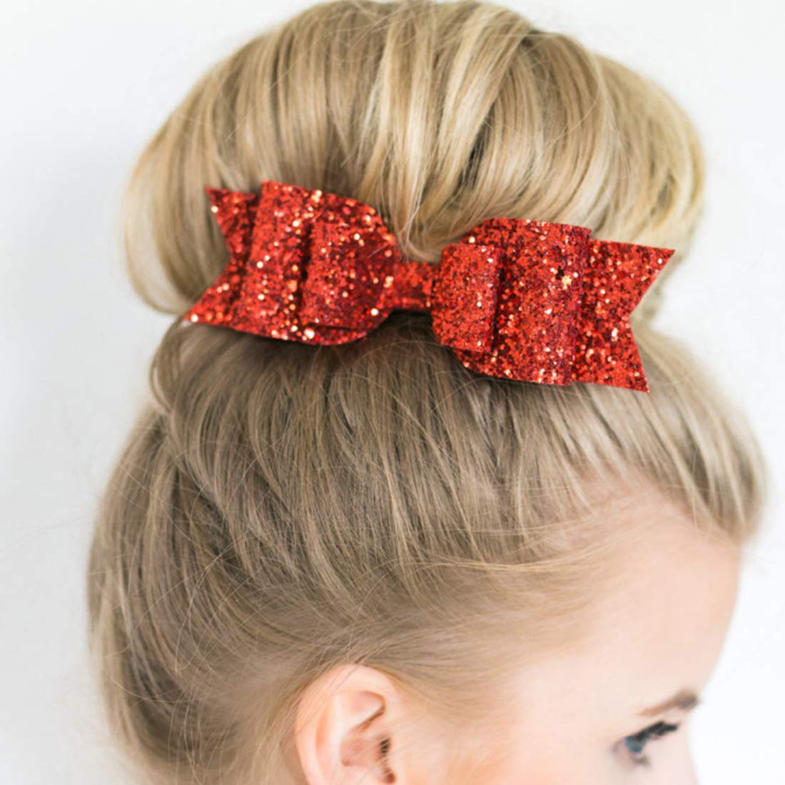 4 Pieces Glitter Hair Clips Hair Bows Sequin Cheer Bows Hair Clip Hairpin Hair Barrette for Women Girls Teens,3.75 inches,Mixed Color