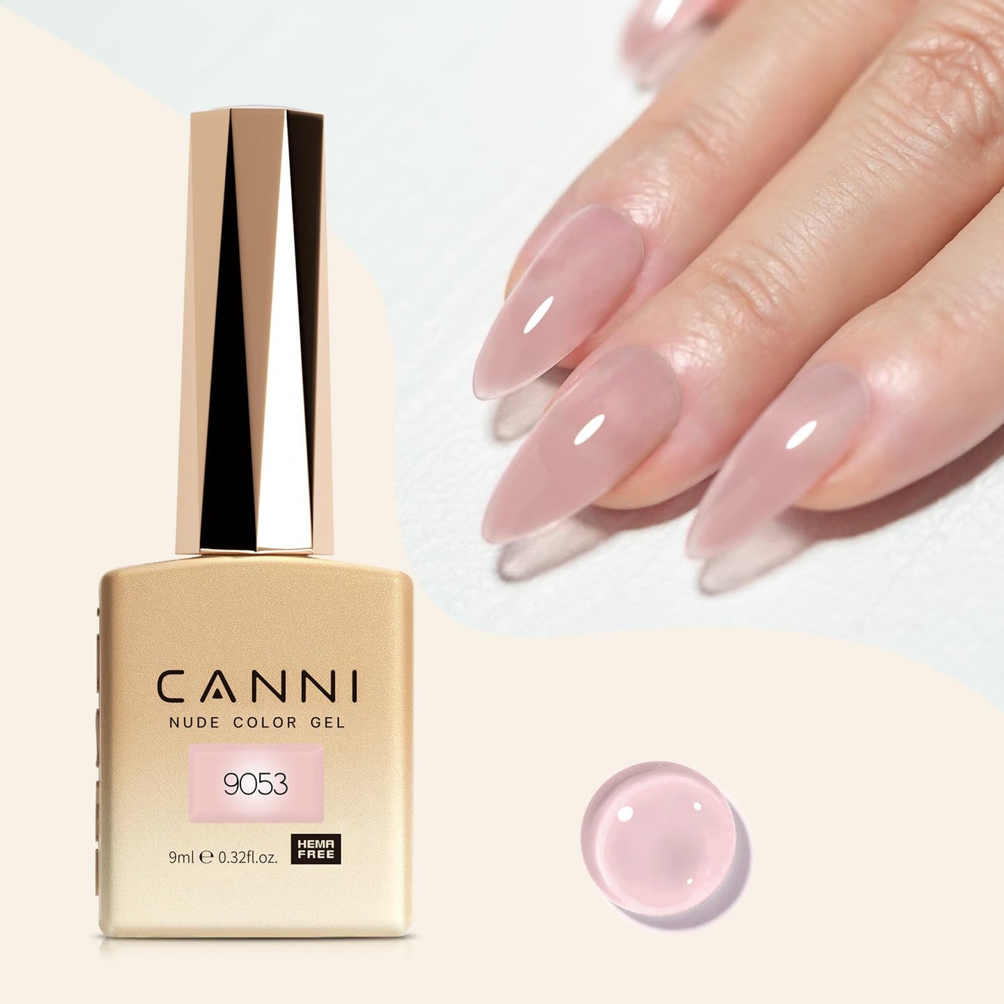 CANNI Jelly Nude Pink Gel Nail Polish, 1Pcs Sheer Clear Pink Gel Polish Translucent Pink Color Nail Polish Gel High Gloss Soak Off U V Gel Nail French Nail Manicure Salon DIY