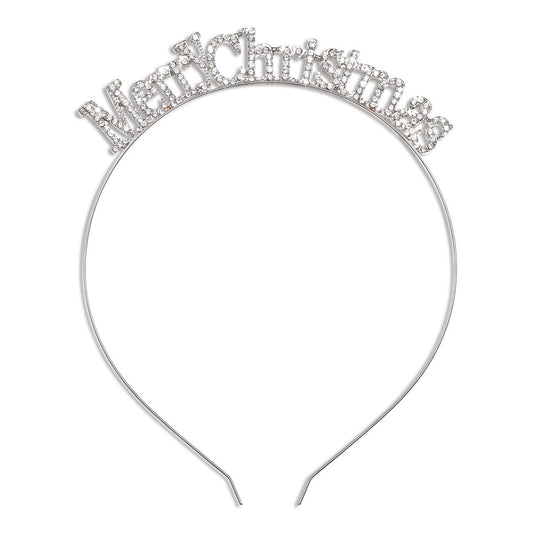 Christmas Headbands For Women Xmas Crystal Merry Christmas Hair Hoop Shiny Rhinestone Princess Crown Tiara Headband Cosplay Costume Cute Handmade Statement Hair Accessories, 1 Pack