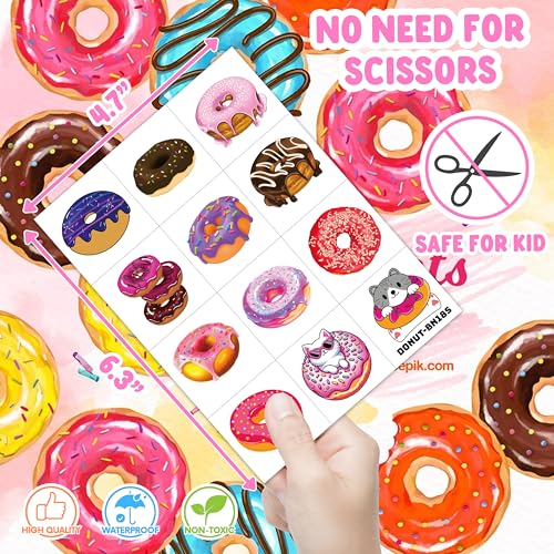 96 Donut Temporary Tattoos for Kids Birthday Party Favors