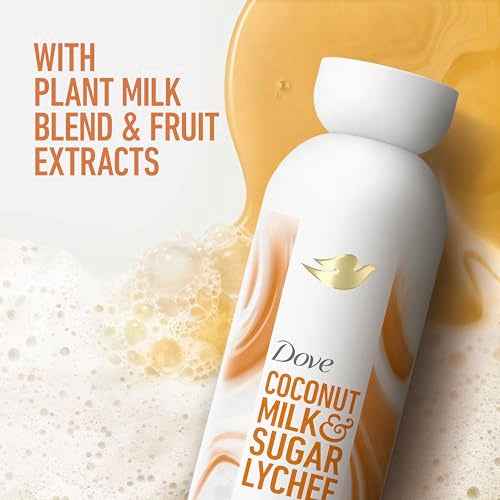 Dove Plant Milk Cleansing Body Wash Coconut & Lychee for Moisturized Skin Gentle Cleanser, No Sulfate Cleansers or Parabens, 98% Biodegradable 17.5 fl oz