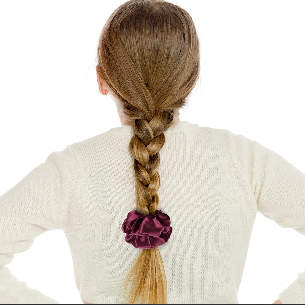 Forbidden Road 3 Pieces Large Silk Scrunchies Mulberry Silk Scrunchies for Hair Large Silk Hair Ties with Elastic Band Large Silk Hair Scrunchies for Women, and Girls (Wine & White & Black)